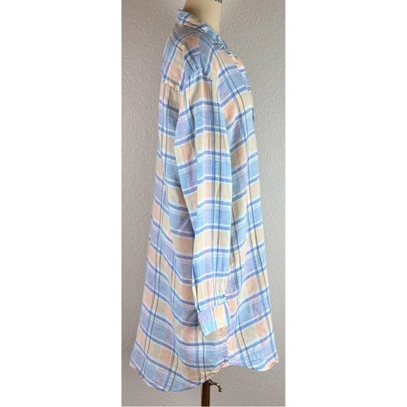 Frank & Eileen Mary Linen Plaid Shirt Dress Multi Color Plaid, size Large - Picture 5 of 13